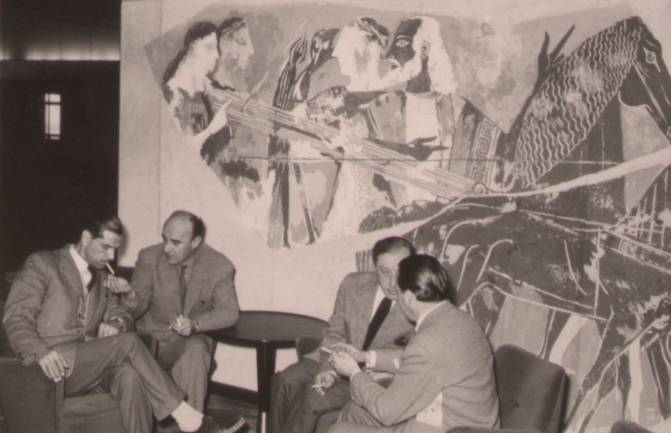 Mioni, Boico, Mascherini, Cervi e Predonzani sull'Homeric, 1955