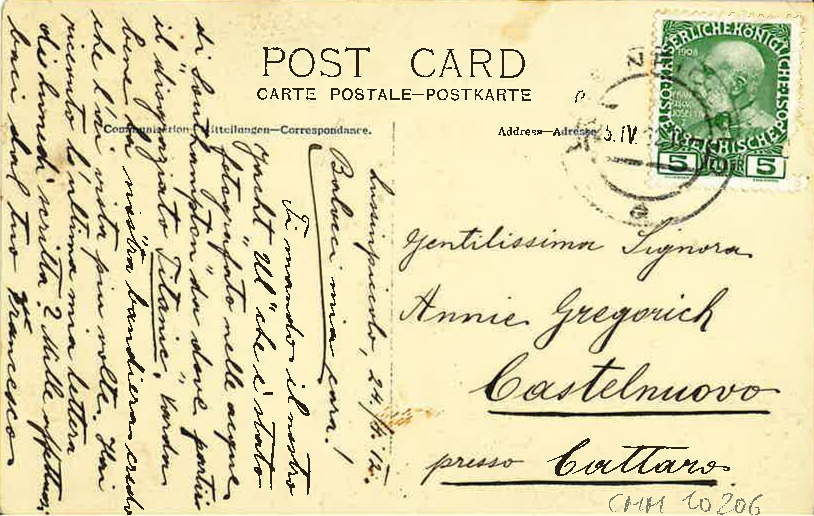 s.y. Ul - cartolina scritta 2